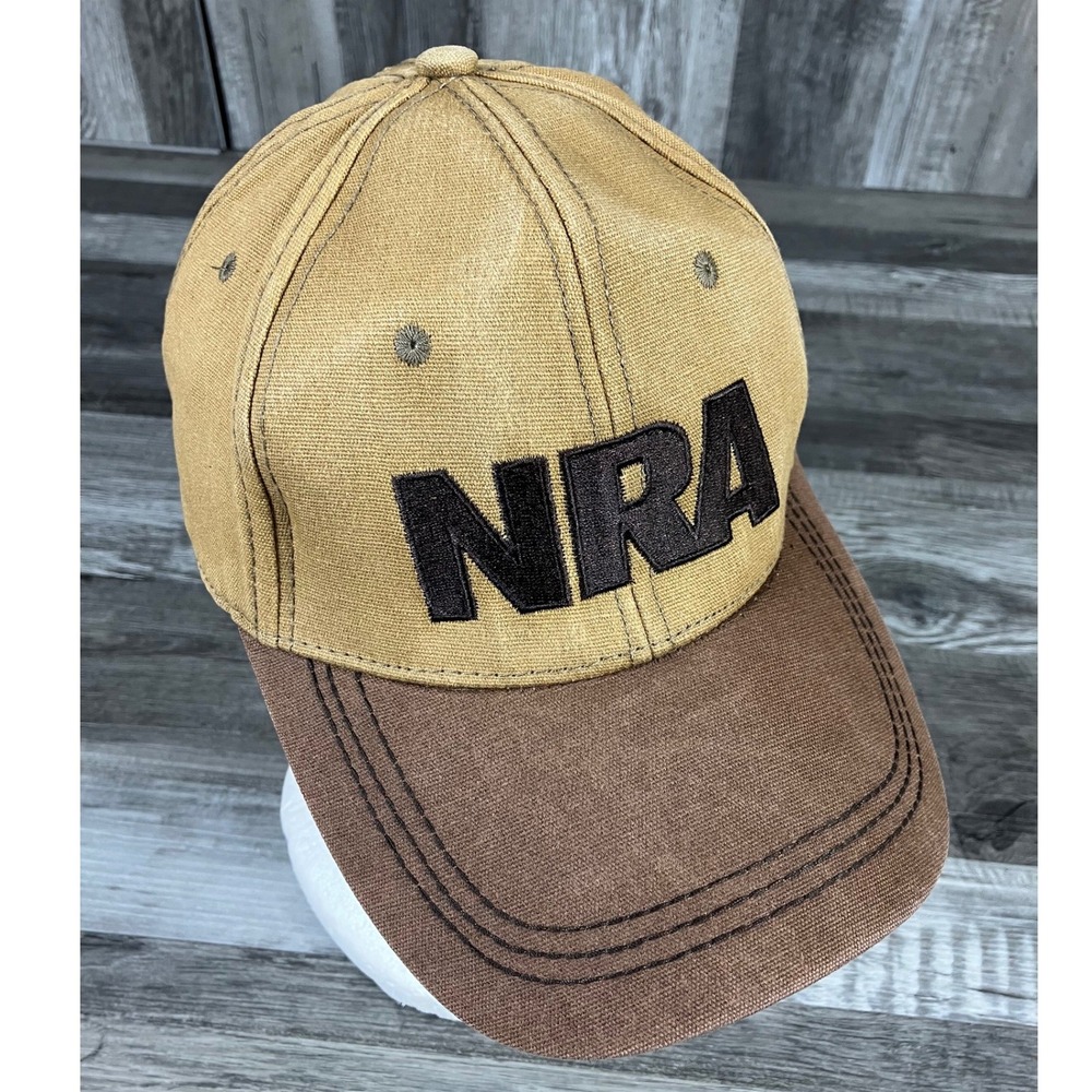 NRA Baseball Cap Tan Brown Cotton Canvas Adjustable Hat EST 1871 Embroidery